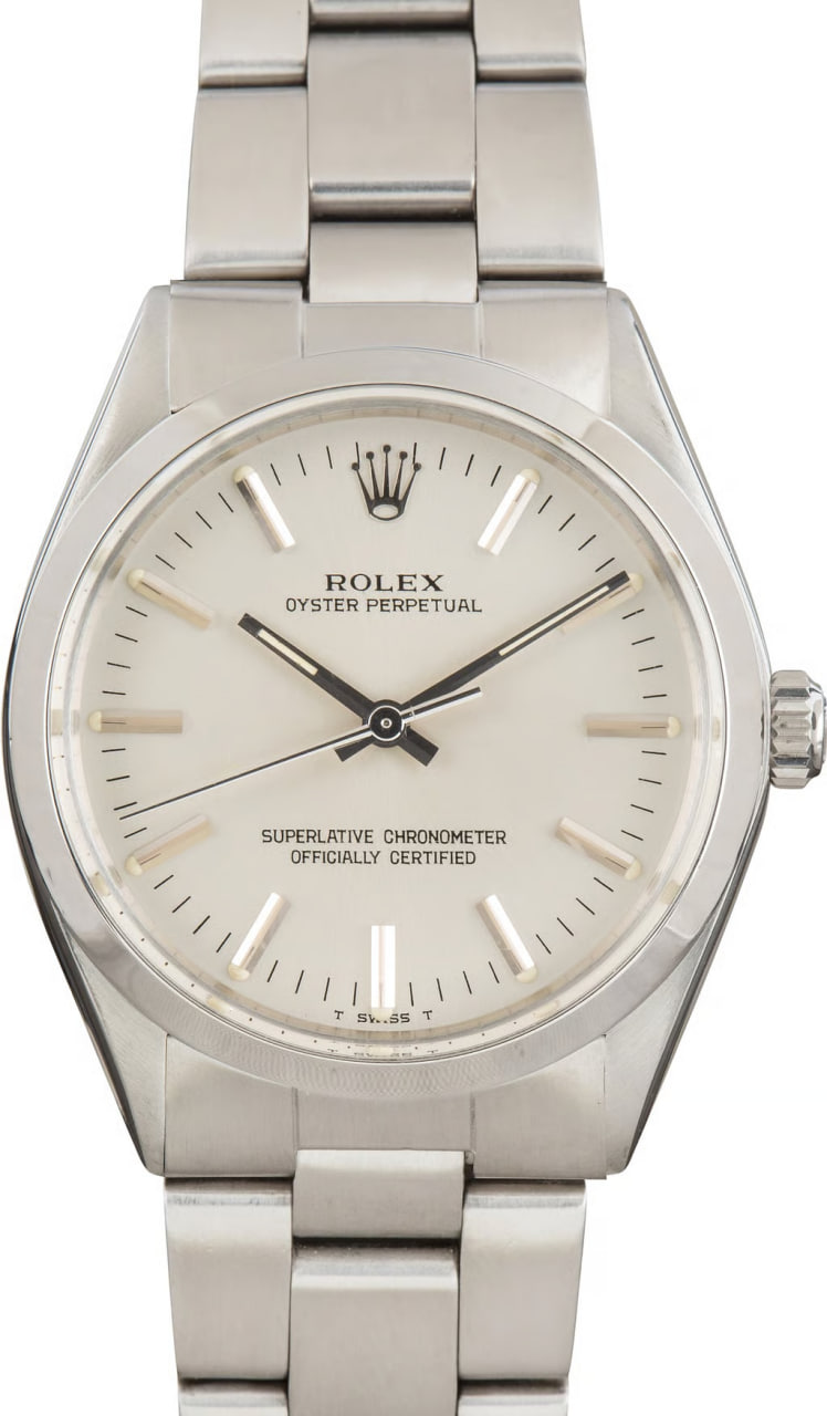 Used Rolex Oyster Perpetual 34 Stainless Steel Ref 1002 Silver Dial