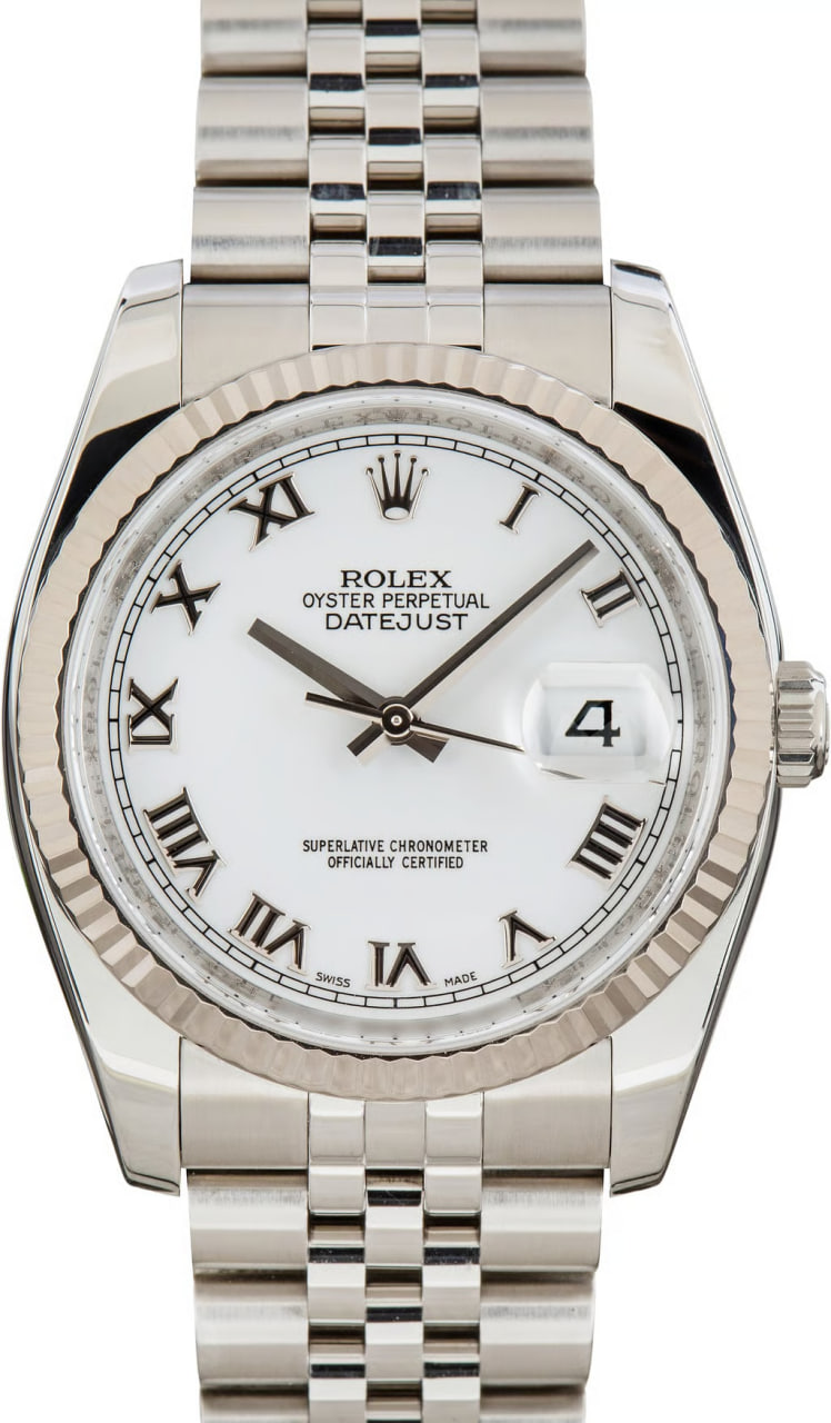Pre-Owned Rolex Datejust 36 White Roman Dial Ref 116234