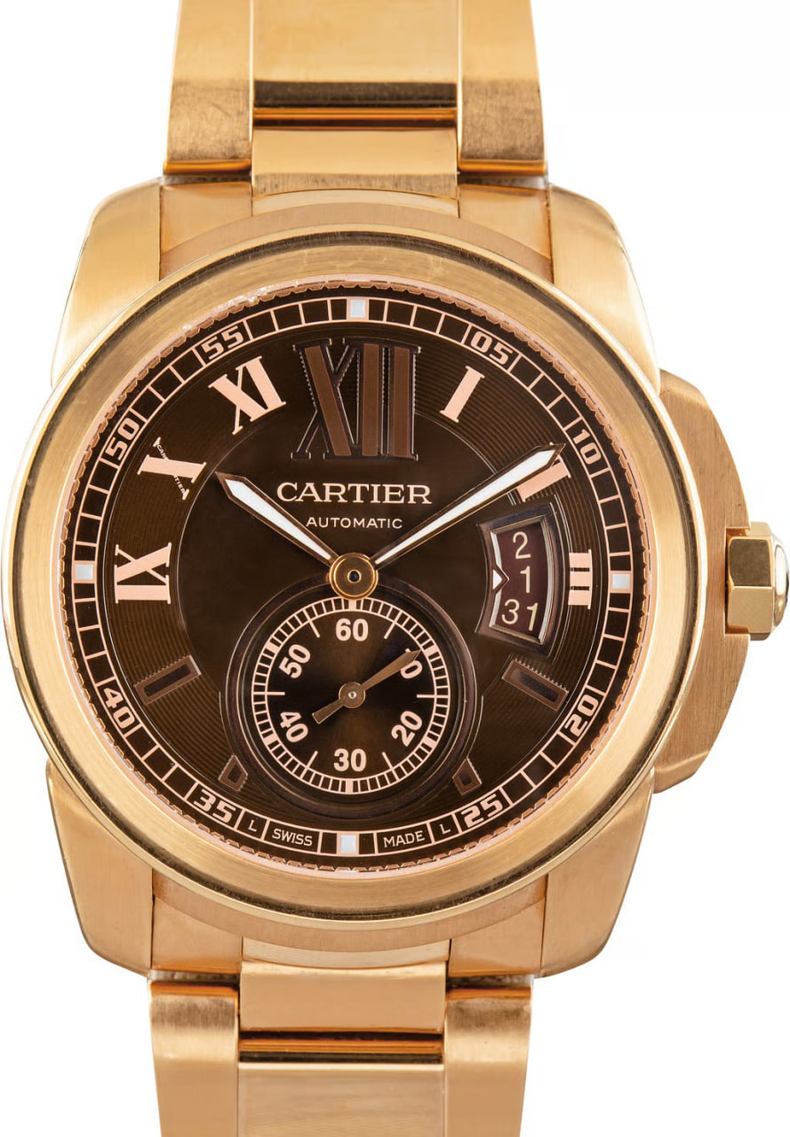 Pre-Owned Cartier Calibre De Cartier W7100040 18k Rose Gold