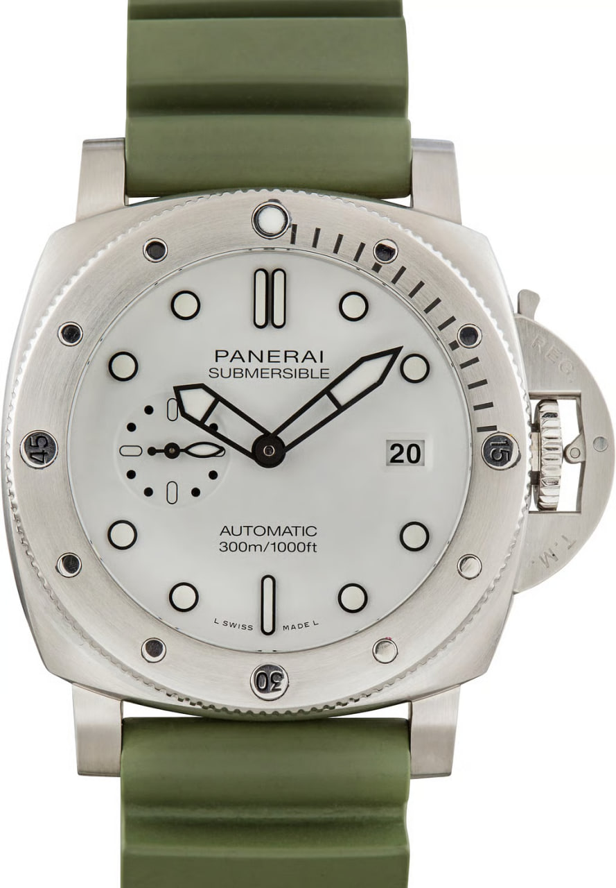 Pre-Owned Panerai Submersible Ref PAM01595 White Dial